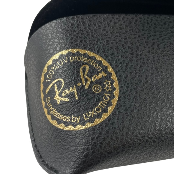 Ray-Ban Sunglasses Eyeglasses Black Soft Leather Case Gold Logo Snap Close Clean - Picture 13 of 16